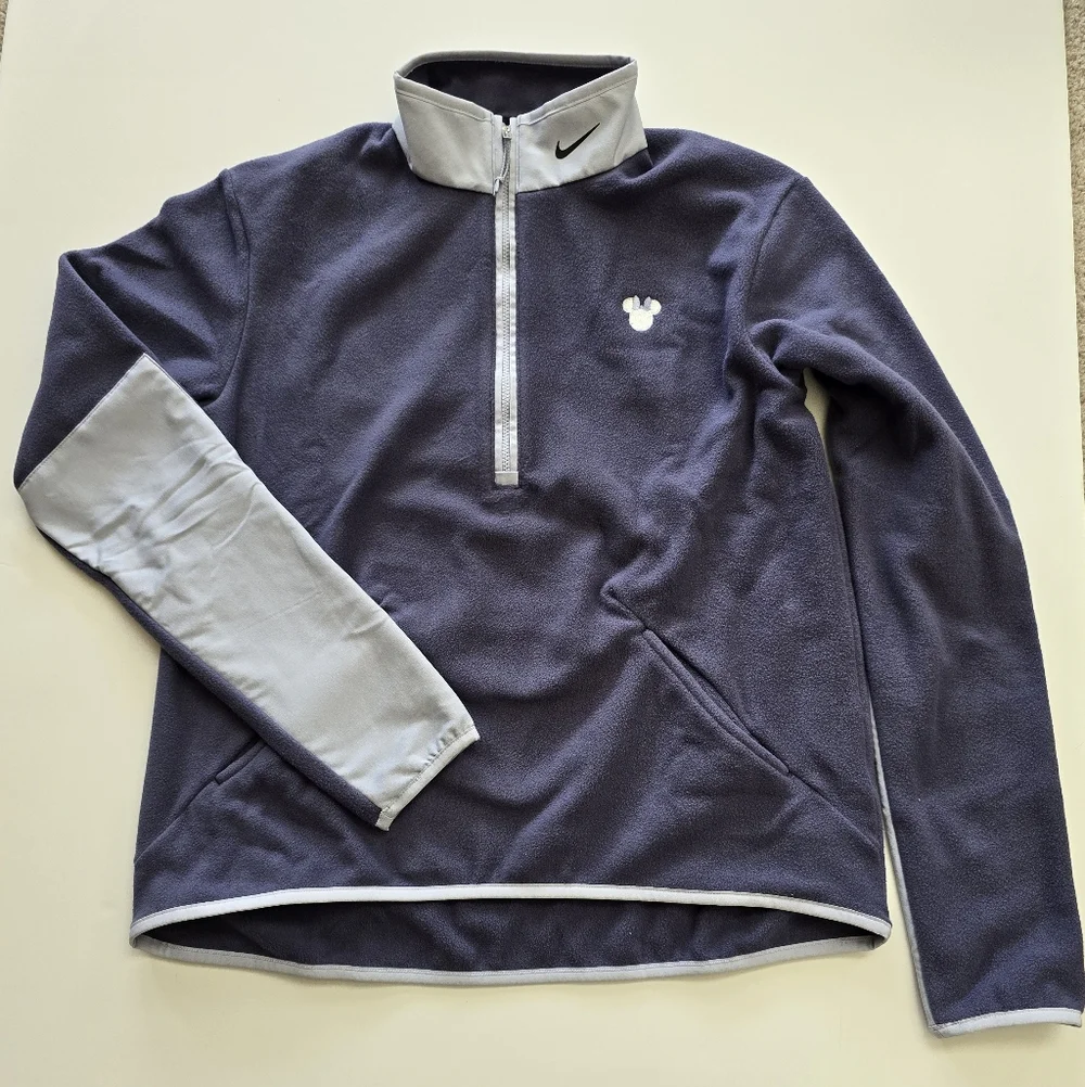 Disney Minnie Therma-fit Nike Blue-gray & Light Gray Half-Zip Fleece Pullover - Picture 1 of 8